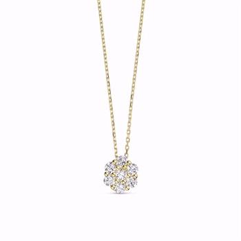 Guld & Sølv Design halsband i 8 kt guld med zirkonia
