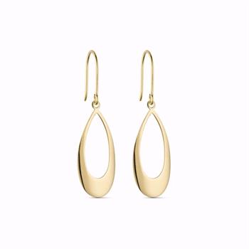 Guld & Sølv Design guldörhängen i 8 karat, dråbeformade 4 cm