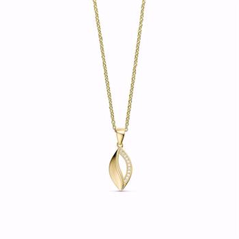 Guld & Sølv Design guldhänge 8 karat med zirkonia och 45 cm kedja
