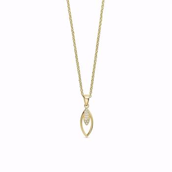 Guld & Sølv Design guldhänge i 8 kt med zirkonia och 45 cm kedja