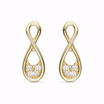 Guld & Sølv Design öresticker i 8 karat guld med zirkonia