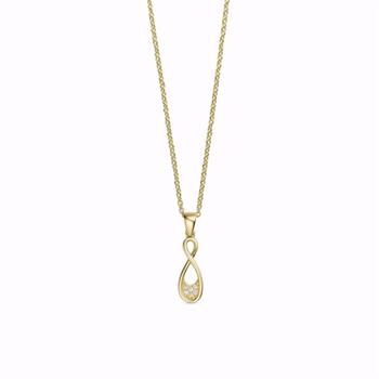 Guld & Sølv Design guldhänge i 8 kt med zirkonia och 45 cm kedja