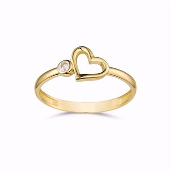 Guld & Sølv Design guldring hjärta med zirkonia i 8 kt