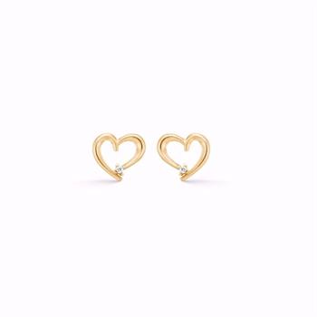 Guld & Sølv Design hjärtörhängen i 8 karat guld med zirkonia