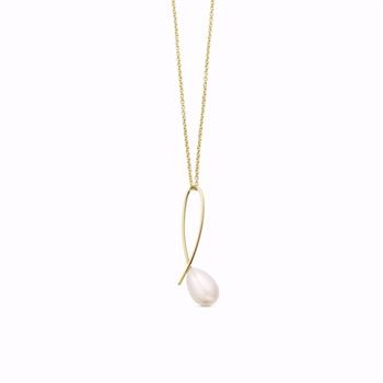 Guld & Sølv Design pärlhalsband i 8 karat guld med 45 cm förgylld kedja