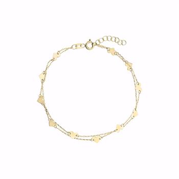 Guld & Sølv Design dubbelhjärta armband i 8 karat guld 19 cm