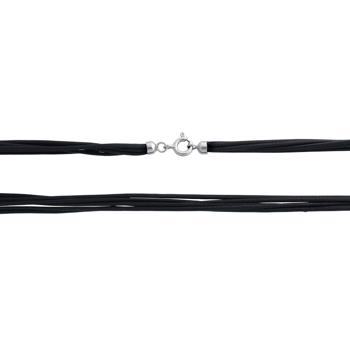 Blicherfuglsang 6 strand black cotton necklace w/silver clasp