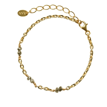 Bracelet & Necklace - Goldplated w. Antracit Raw Diamonds 16+4cm, från San - Links of Joy