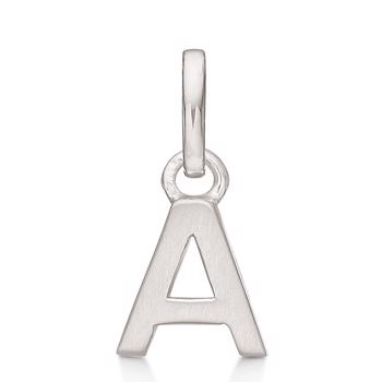 Letter pendant 8 mm, A-Z in sterling silver with matt and polished side