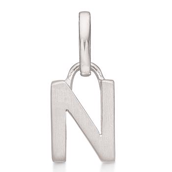 Letter pendant 8 mm, A-Z in sterling silver with matt and polished side