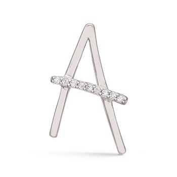 Letter pendant 15 mm, A-Z in sterling silver with zirconia