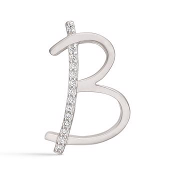 Letter pendant 15 mm, A-Z in sterling silver with zirconia