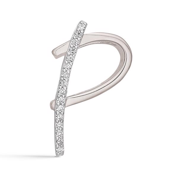 Letter pendant 15 mm, A-Z in sterling silver with zirconia