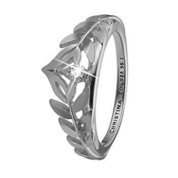 Christina Collect 925 sterling silver Princess Leaves Princess ring with leaves and topaz, model 2.17.A