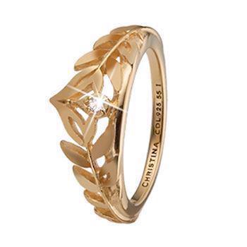 Christina Collect 925 sterling silver Princess Leaves Gold-plated princess ring with leaves and topaz, model 2.17.B
