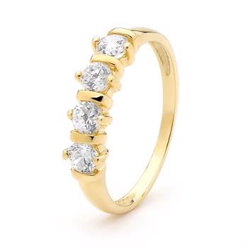 Gold ring with 4 x 3,5 mm zirconia