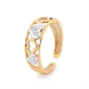 9 ct Gold Tearing w/ 1 Diamond In Hearts