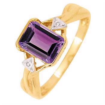 Gold finger ring with Amethyst and diamond
