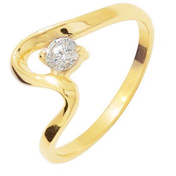 Gold swing finger ring w/ 4 mm zirconia