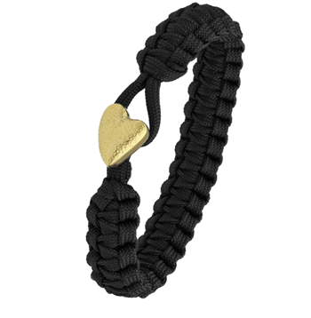 Aagaard From Soldier to Soldier Sort armband med oxiderat guldpläterat Heart stållås