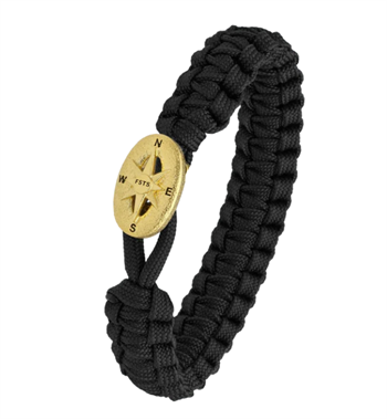 Aagaard From Soldier to Soldier Sort armband med oxiderat guldpläterat kompas stållås