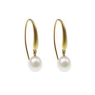 San - Link of joy Pearl & Stones 925 Sterling Silver Earrings mat gold plated, model 29907-M-HP