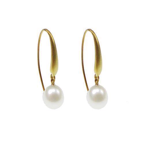 San - Link of joy Pearl & Stones 925 Sterling Silver Earrings mat gold plated, model 29907-M-HP