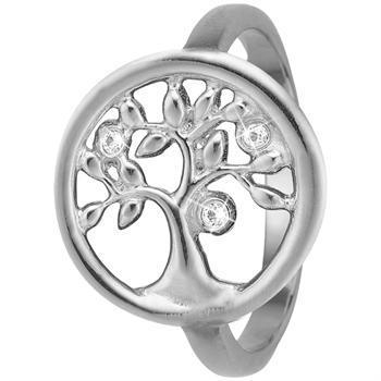 Christina Collect sterling silver Tree Of Life silver ring with 3 genuine white topazes, ring sizes from 49-61