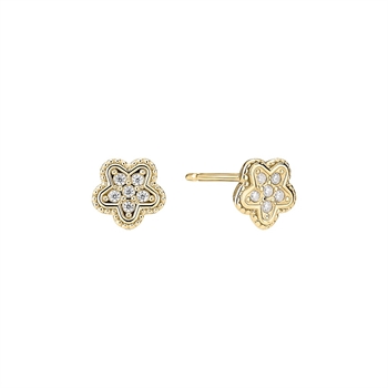 Ørestik blomst + zirkonia 9 karat