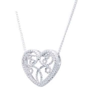 Silver filigree heart pendant