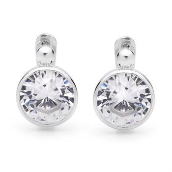 Large flashing silver earrings with 2 pcs 10 mm zirconia