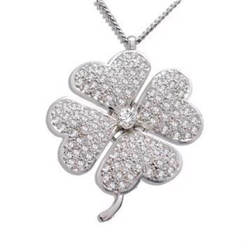 Four-leaf clover pendant with chain in 925 silver