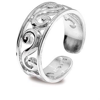 Tear ring with S pattern in 925 silver