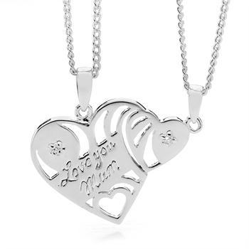 Mother & Daughter crack heart with zirconia and chains