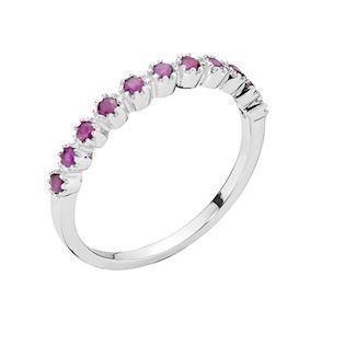 Lund 8 carat white gold wedding finger ring with 11 rubies