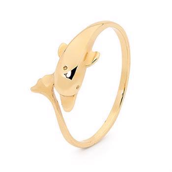 Jump dolphin gold finger ring