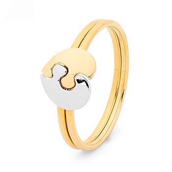 9 kt two-tone heart puzzle ring