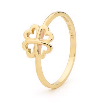 Four-leaf clover gold ring