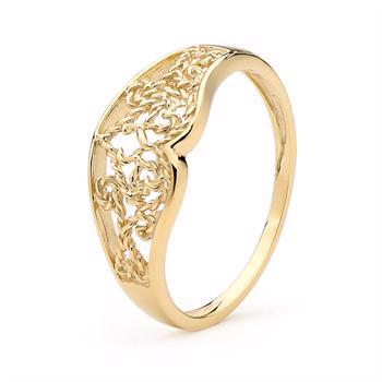Filigree heart ring in 9 carat gold