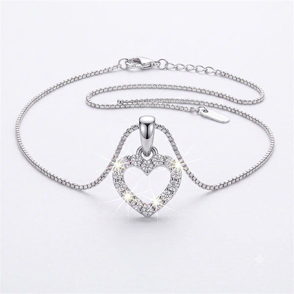 Heart pendant in 8 ct white gold with zirconia, L_G_504005