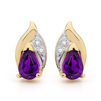 Diamond and amethyst earrings in gold