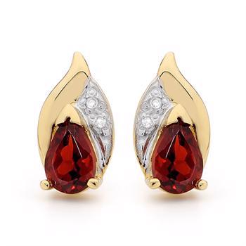 Beautiful red garnet and diamond earrings