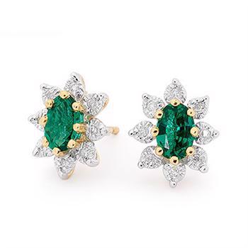 9 ct emerald and diamond stud earrings