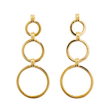9 ct gold 3-circle stud earrings