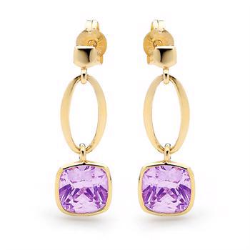 Gold Earrings with Amethyst