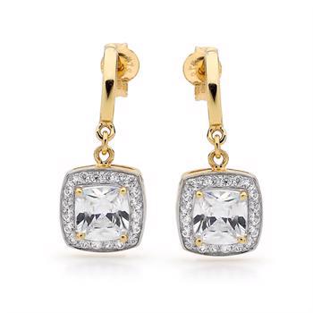 Gold earrings with flashy zirconia