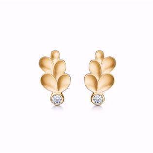 GSD Leafs 8 carat gold earrings frosted, model 5571-08