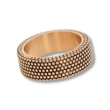 CALVIN - Ring med murstens design i guldbelagt stål, By Billgren - Medium, 20 mm