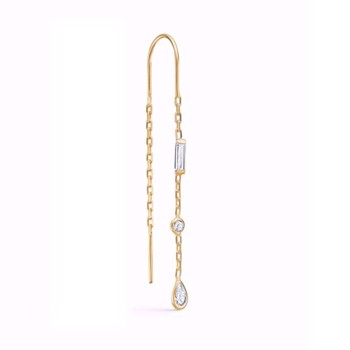 Ørehængere i 8 karat guld med glitrende zirkonia og kæde