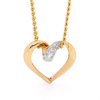 9 kt heart pendant w/ 1 pcs 0,01 ct diamond